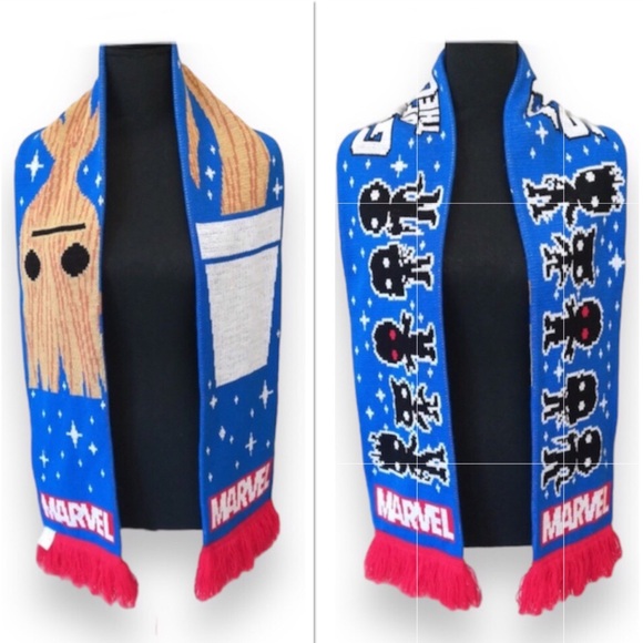 Marvel Guardians of The Galaxy Groot Funko Holiday Fringe Scarf Double Sided - Picture 1 of 10
